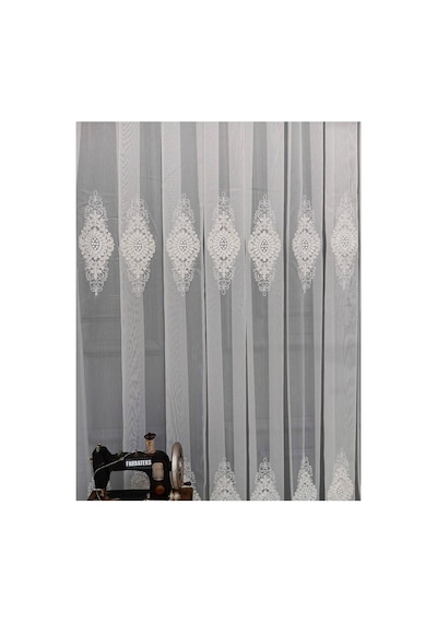 Nakışlı Kort Damask Salon Model Tarz Tasarım Pirime Exculusive 3 Kat Pileli Tül Perde Pirime