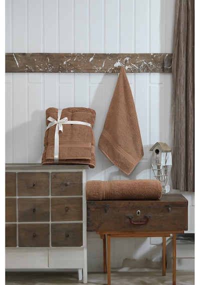 Eponj Home 2li Banyo Havlu Seti 90x160cm +50x90cm Ds Kahve Kahve