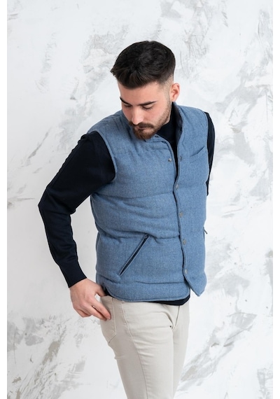 Sir Slimfit Çıtçıtlı Şişme Erkek Yelek