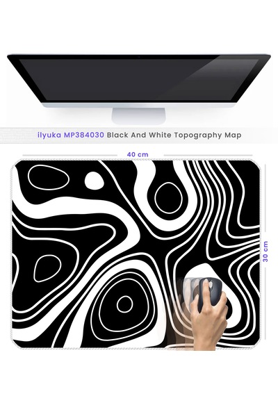 İlyuka Mousepad 40x30cm Gaming Oyuncu Mp384030 Black White Map