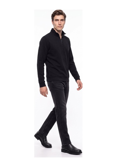 Mustang Antrasit Erkek Fermuarlı Basic Nakışlı Sweatshirt M6wm-swt1591