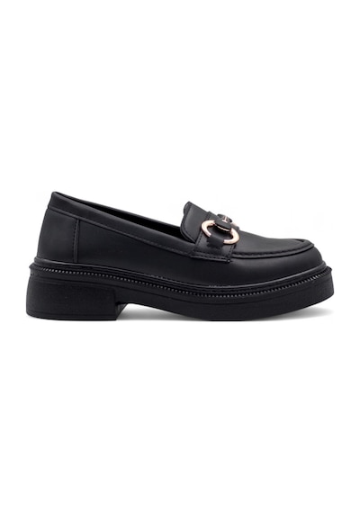 White Angel Toka Detaylı Kadın Loafer Ayakkabı Siyah