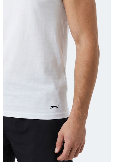 Slazenger Kulap Erkek Kolsuz Beyaz Tişört Beyaz
