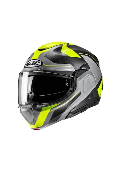 Hjc F100 Bios MC3HSF Çene Açılır Motosiklet Kaskı Gri Neon Sarı