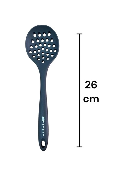 Tr Isıya Dayanıklı Silikon Kevgir Kepçe Kaşık Spatula Seti, 6 Parça, Gri Diğer