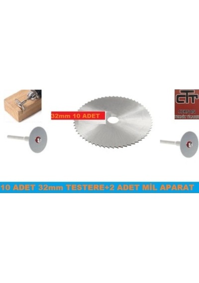 Gravür Cihazı 32Mm 10 Adet Ahşap Testere+2 Adet Mil Mandren Seti
