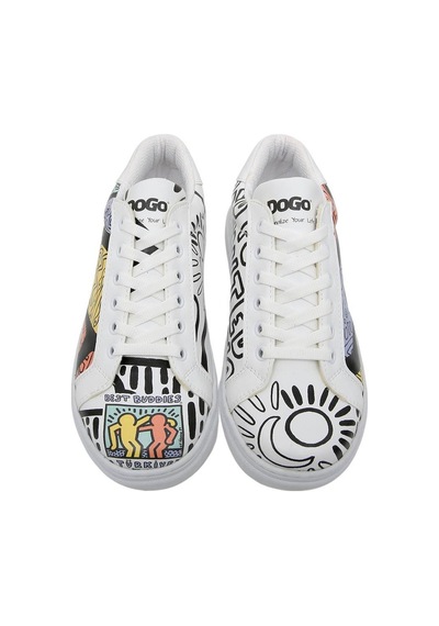 Best Buddies X Dogo Kadın Vegan Deri Beyaz Sneakers - The World Is You Tasarım Çok Renkli