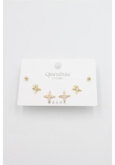 Çoklu Set Küpe - Altın Çok Renkli 77408601