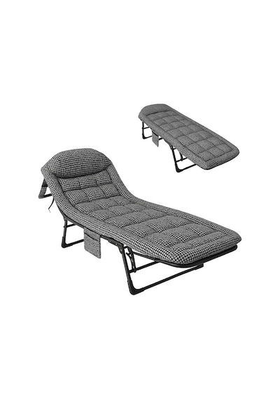 Sunup Sn-26975 Taşınabilir Ayarlanabilir 5 Kademe Sünger Kamp Yatak Şezlong Kazayağı Siyah