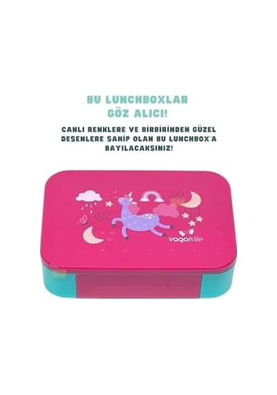 900ml Lunchbox Tek Katlı 2 Bölmeli Pp Plastik Çocuk Sefer Tası Yemek Kutusu Pembe Açık