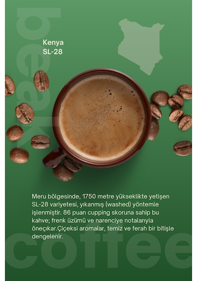 Kenya Sl28 Çekirdek Kahve 250 Gr , %100 Arabica Çekirdek Kahve