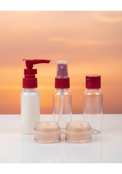 30 Ml 5 Li Seyahat Banyo Şişe Seti Sızdırmaz Tasarım Kırmızı