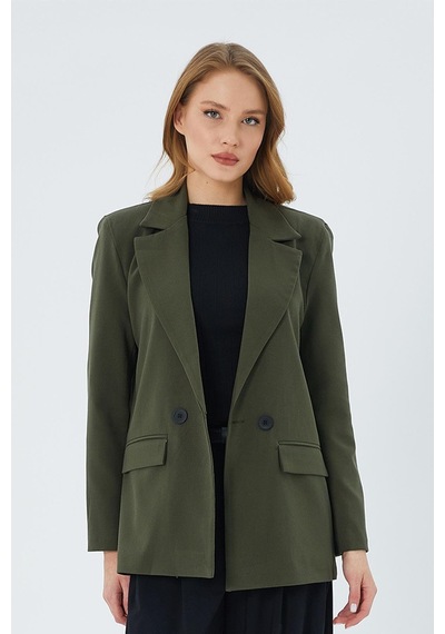 Mixray 4516 Kadın Bezayağı Blazer Ceket Haki