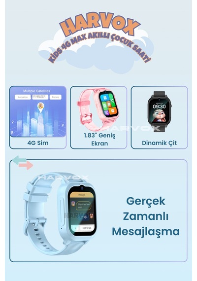 Arvonx HX Kids 4G Max Sim Kartlı Akıllı Çocuk Saati (İthalatçı Garantili)