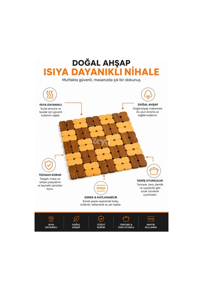 Ahşap Nihale Isıya Dayanıklı Tencere Tava Demlik Altlığı Ahşap Tencere Altlığı