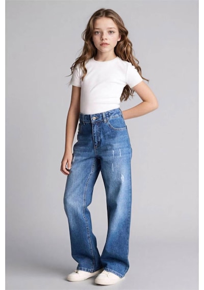 Defacto Straıght Wıde Yeşil Kız Çocuk Jean Pantolon G9536a8/nm29