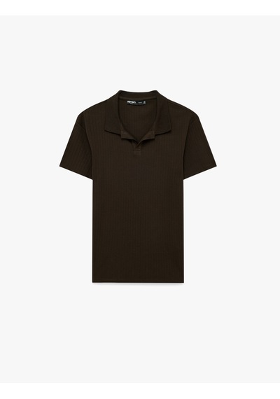 Koton Kısa Kollu Pamuklu Slim Fit Polo Yaka Tişört Kahverengi 6sam10291mk Kahve