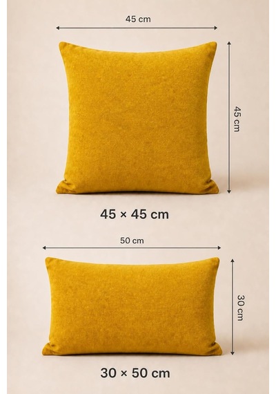 Cortibo Barcelona Kadife Dokulu Kırlent Kılıfı 45x45cm Koyu Sarı Çok Renkli