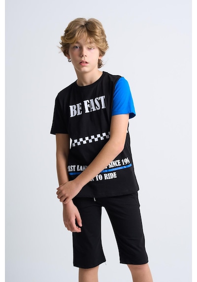Alexander Gardi Alexandergardı Baskılı Çocuk T-shirt-şort İkili Takım Siyah - Mavi
