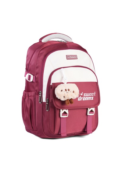 Relaxion 2462 Çocuk Lacivert Peluş Anahtarlıklı Fonksiyonel Ergonomik Ortaokul-lise Okul Sırt Çantası Bordo Bordo