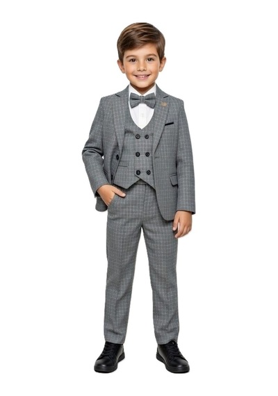 Mnk Baby & Kids Kiryos Erkek Çocuk Kareli Takım Elbise M00806 füme
