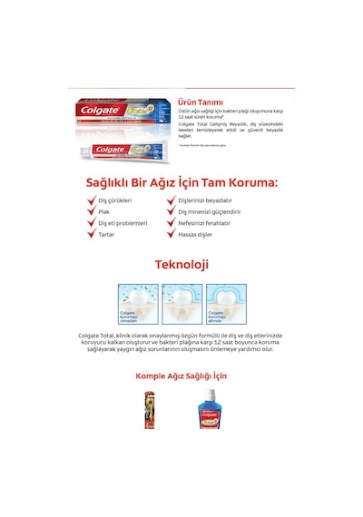Colgate Total Gelişmiş Beyazlık Diş Macunu 75 ML