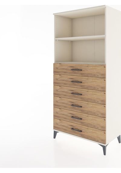 Hyperion Dolap 2 Raflı 6 Çekmeceli 88x44x182 Aytaşı-çam Aytaşı
