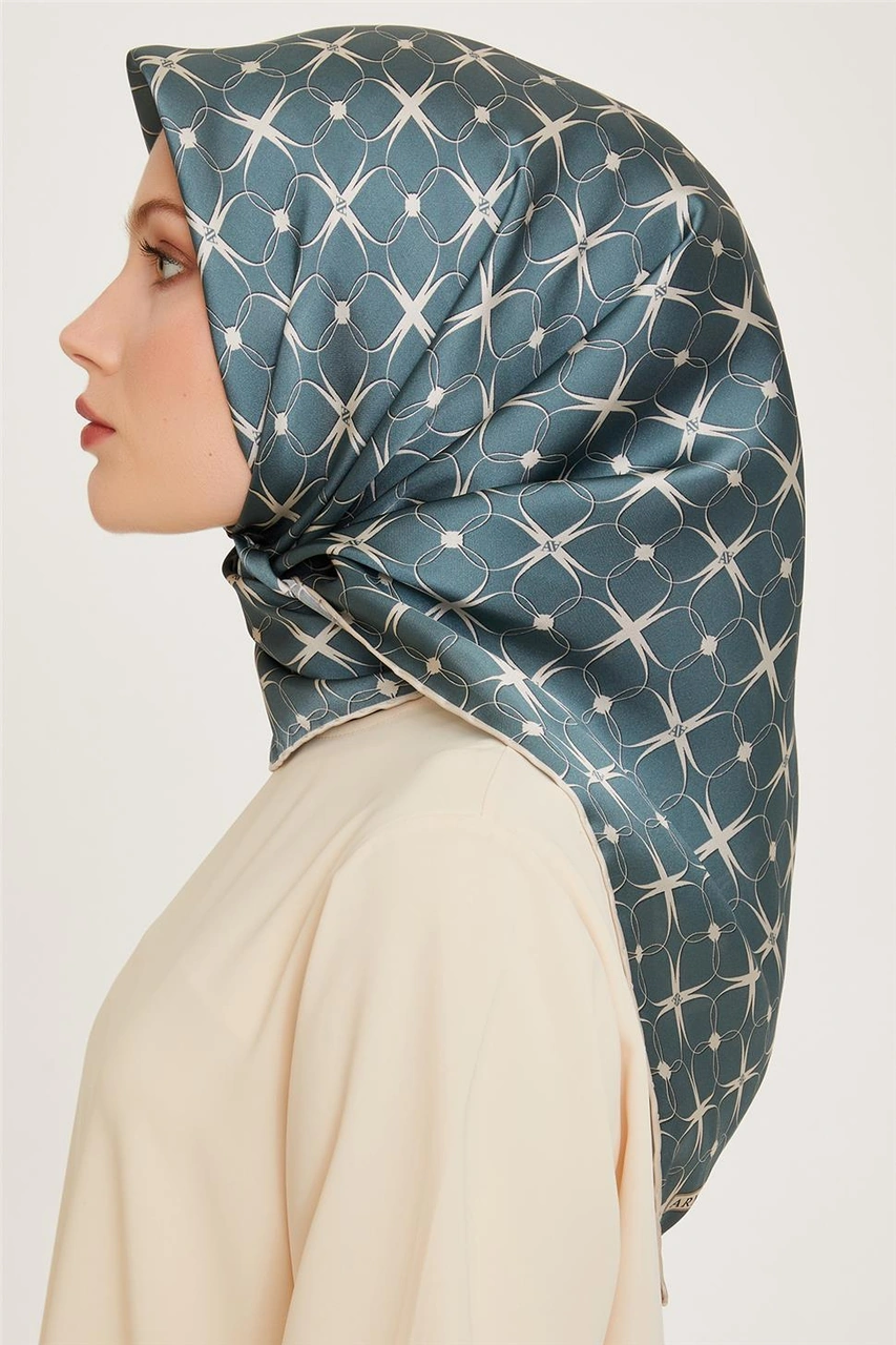 Armine Monogram Desenli Twill Saf İpek Eşarp 9207d 83 83