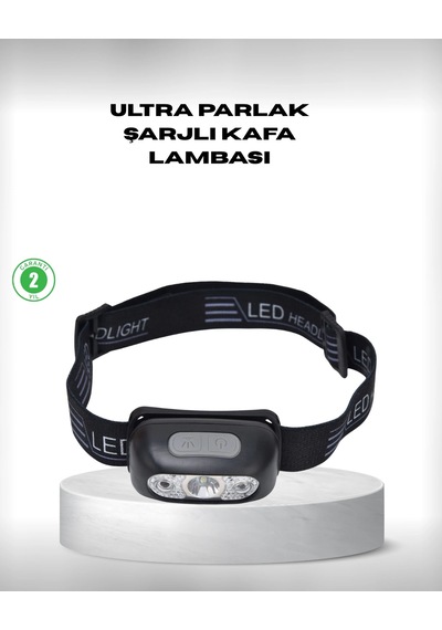 Mey İthalat Gece Balıkçılığı İçin Ultra Parlak Şarjlı Kafa Lambası 4 Işık Modu + Usb Şarj Çok Renkli