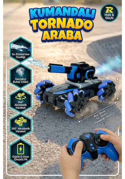 Uzaktan Kumandalı Şarjlı Akrobatik Tank Araba Su Püskürten Işıklı Buharlı 360 Drift Arabası Sarı
