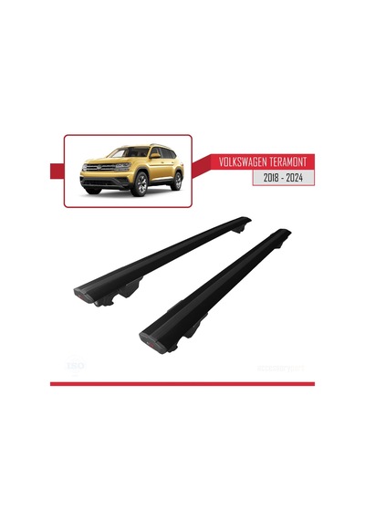 Volkswagen Teramont 2018 Ve Sonrası İle Uyumlu Hook Model Anahtar Kilitli Ara Atkı Tavan Barı Siyah