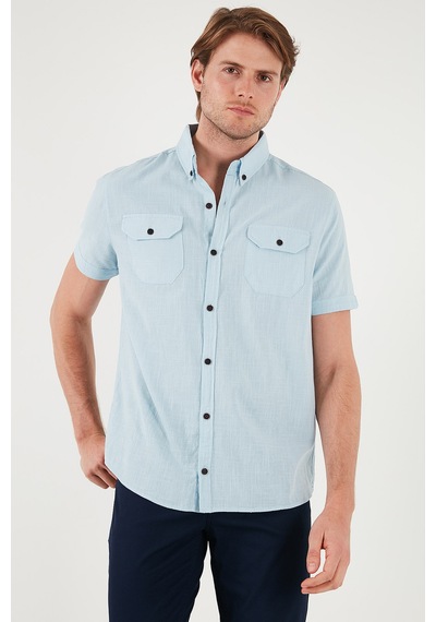 Buratti Düğmeli Yaka Pamuklu Slim Fit Cepli Erkek Gömlek Cf21S111153 Açık Mavi Buratti Düğmeli Yaka Pamuklu Slim Fit Cepli Erkek Gömlek Cf21S111153 Açık Mavi