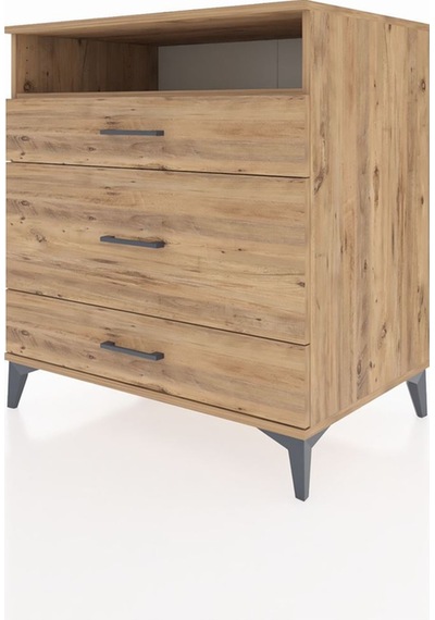 Kronos Şifonyer Tek Raflı 3 Çekmeceli 88x59x96 Çam-çam Atlas Çam