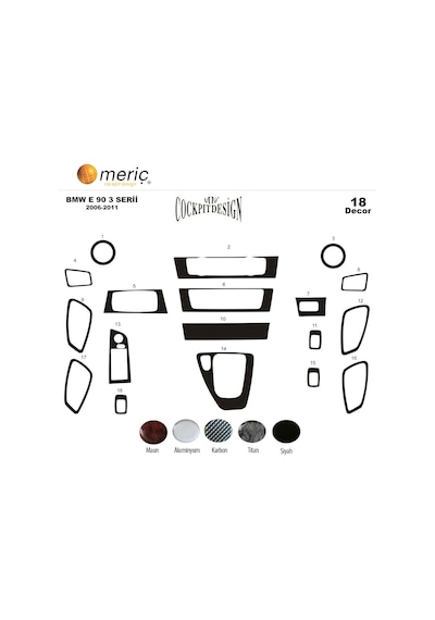 Meriç® Bmw 3 E90 Ön Torpido Kaplama 18 Parça 2006-2011 (530158419)