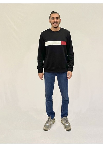 Erkek Bisiklet Yaka Rahat Kalıp 3 İplik Kalın Garnili Sweatshirt Spr24sw35 Siyah Erkek Bisiklet Yaka Rahat Kalıp 3 İplik Kalın Garnili Sweatshirt Spr24sw35 Siyah