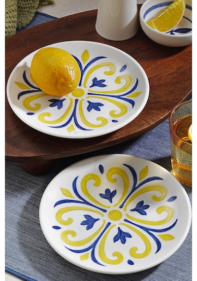 Kütahya Porselen Bone Strada 2 Parça 19 Cm Servis Tabağı Beyaz Ve Altın