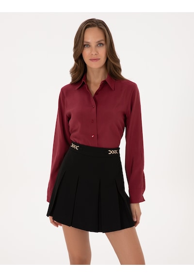 Pierre Cardin Kadın Mürdüm Gömlek Desenli 50318195-vr074 MÜRDÜM