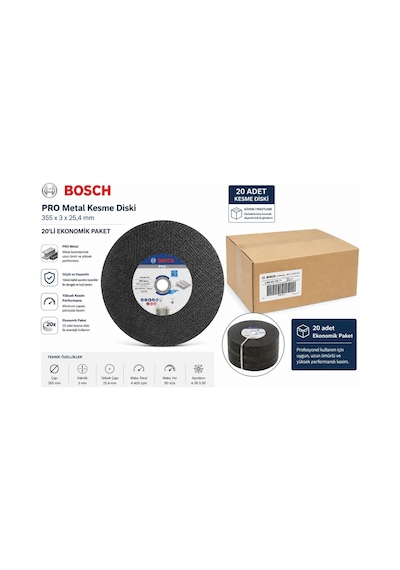 Bosch Pro 20 Li 355 Mm Ekonomik Metal Kesme Taşı 2608602759 -