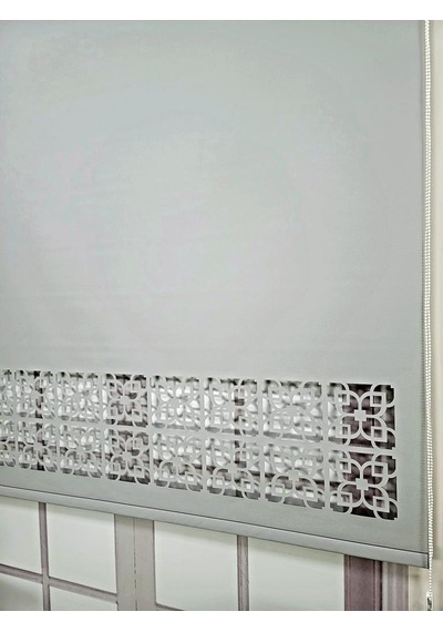 Stor Perde Desenli Lazer Kesim Kalın Kumaşlı Ml105 Gri