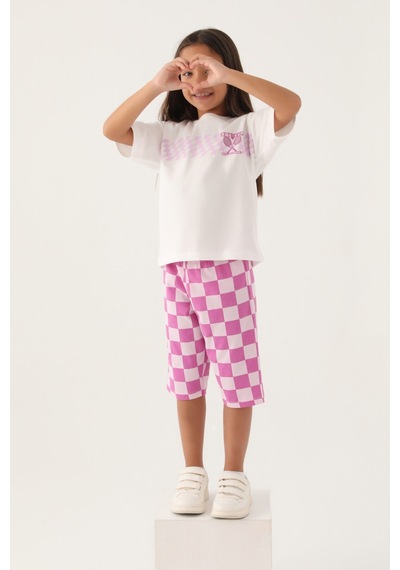 Rolypoly Saint Tropez Pembe Kız Çocuk Kapri Takım 5274-42958 Krem