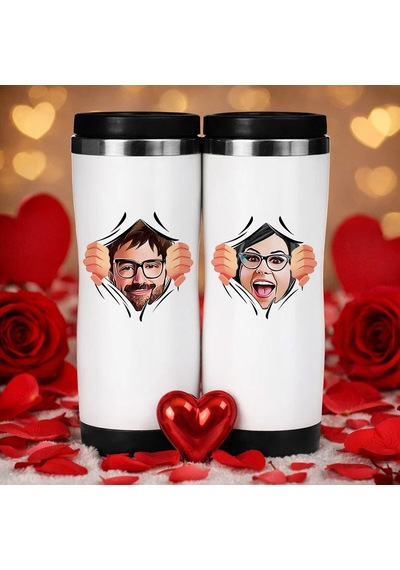 Bk Gift Çift Karikatürlü İkili Çelik Termos Bardak -1, Sevgiliye Hediye, Sevgililer Günü Hediyesi Termos Seti Kobitmeyencom36322 Bk Gift Renkli