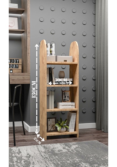 Oval Kitaplık,saksılık,çiçeklik,130 Cm,portatif Minifix Kurulum Atlantik Çam