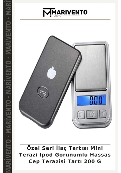 Özel Seri Tartısı Mini Terazi Ipod Görünümlü Hassas Cep Terazisi Tartı 200 G