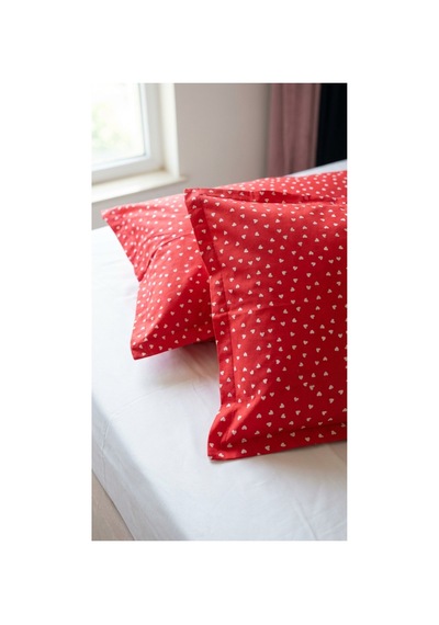 %100 Pamuklu Kalp Desenli Volanlı Yastık Kılıfı 2 Adet 50x70 Cm Bej - 864264444 Bej
