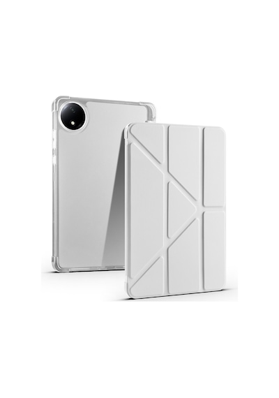 Redmi Pad Se 8.7 2024 24076rp19g-24076rp19ı Uyumlu Kalem Bölmeli Dönebilen Üçgen Standlı Tri Folding Tablet Kılıfı - Gri - T34971