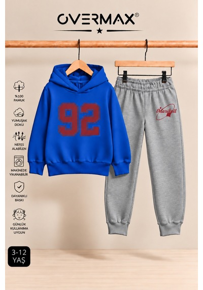 Overmax 92 Baskılı Çocuk Kapüşonlu Sweatshirt Eşofman Takımı- 3-12 Yaş Saks Mavi Üst-gri Alt - 928463396 Saks Mavi Üst-gri Alt Overmax 92 Baskılı Çocuk Kapüşonlu Sweatshirt Eşofman Takımı- 3-12 Yaş Saks Mavi Üst-gri Alt - 928463396 Saks Mavi Üst-gri Alt