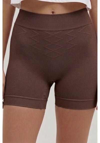 Fit Women Push Up Seamless Dikişsiz Popo Kısa Paçalı Korse 2064 -kahverengi