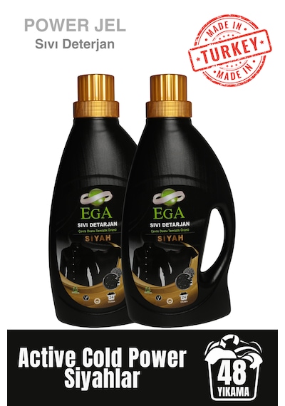 Ega Kimya Power Jel Siyah Sıvı Yıkama Deterjanı 2 x 1100 ML