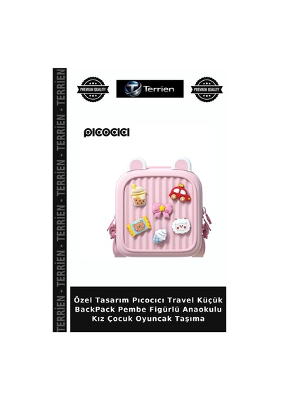 Terrien Özel Tasarım Pıcocıcı Travel Küçük Backpack Pembe Figürlü Anaokulu Kız Çocuk Oyuncak Taşıma