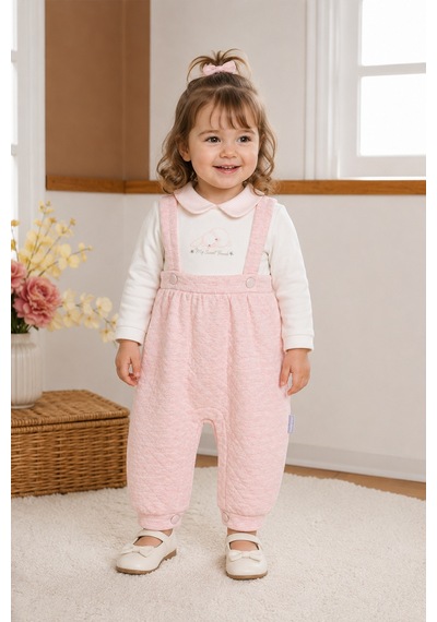 Babyhola Kız Bebek Salopet Görünümlü Tulum 13999 Pembe